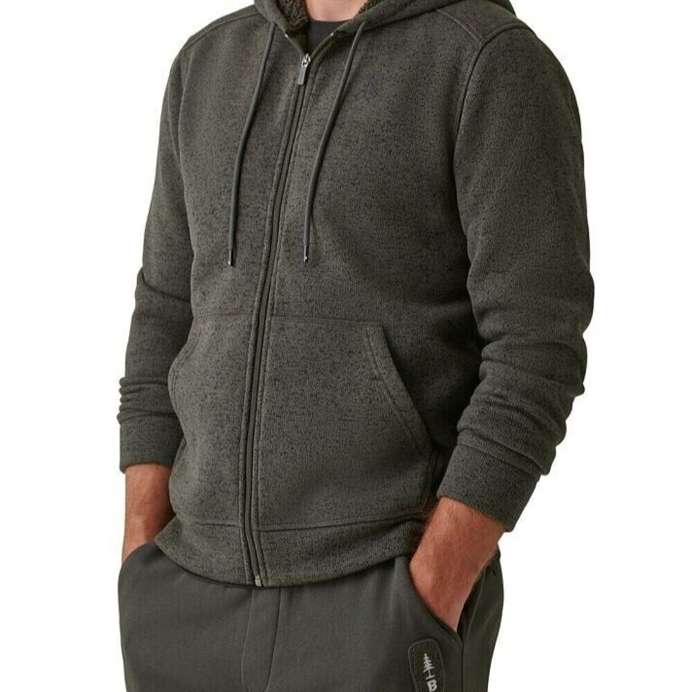 BASS OUTDOOR Big Boy Zero Day Sherpa-Lined Hoodie Sweatshirt Olive green L 14-16